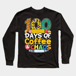 100 Days Of School Coffee Lover 100Th Day Of School Teacher Long Sleeve T-Shirt